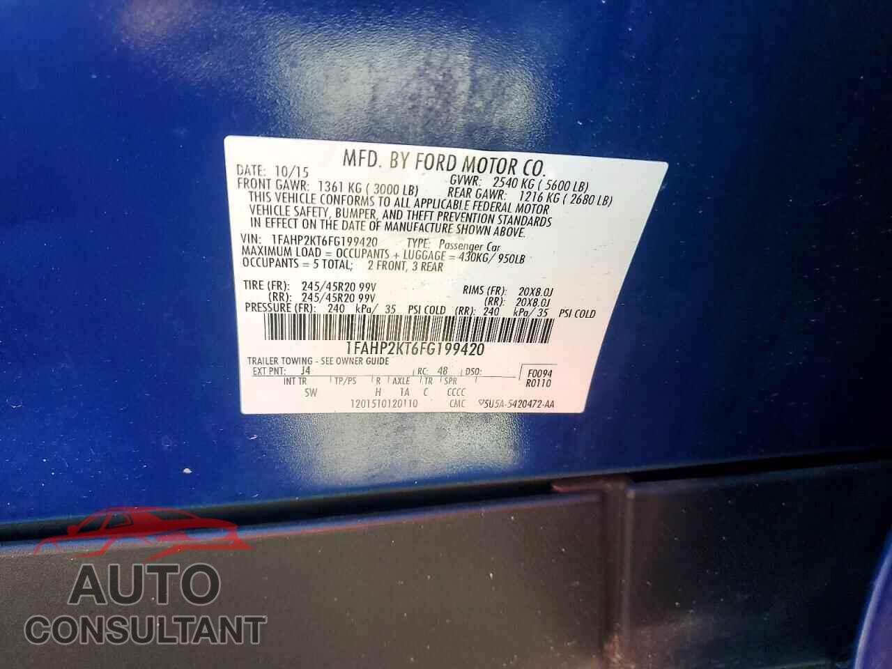 FORD TAURUS 2015 - 1FAHP2KT6FG199420