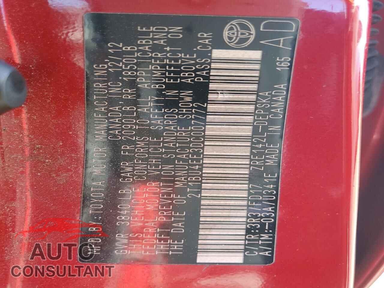 TOYOTA COROLLA 2013 - 2T1BU4EE3DC007772