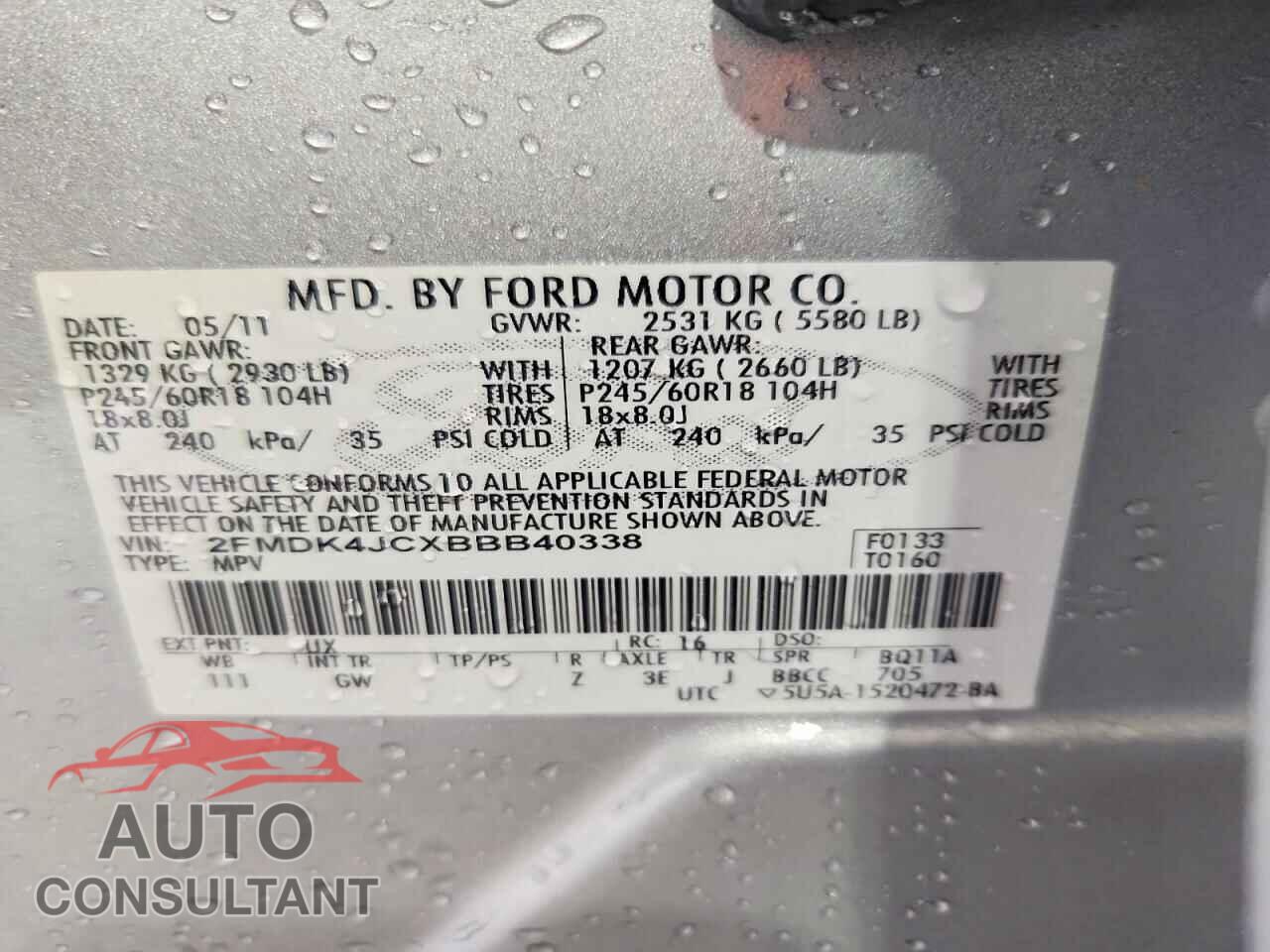 FORD EDGE 2011 - 2FMDK4JCXBBB40338