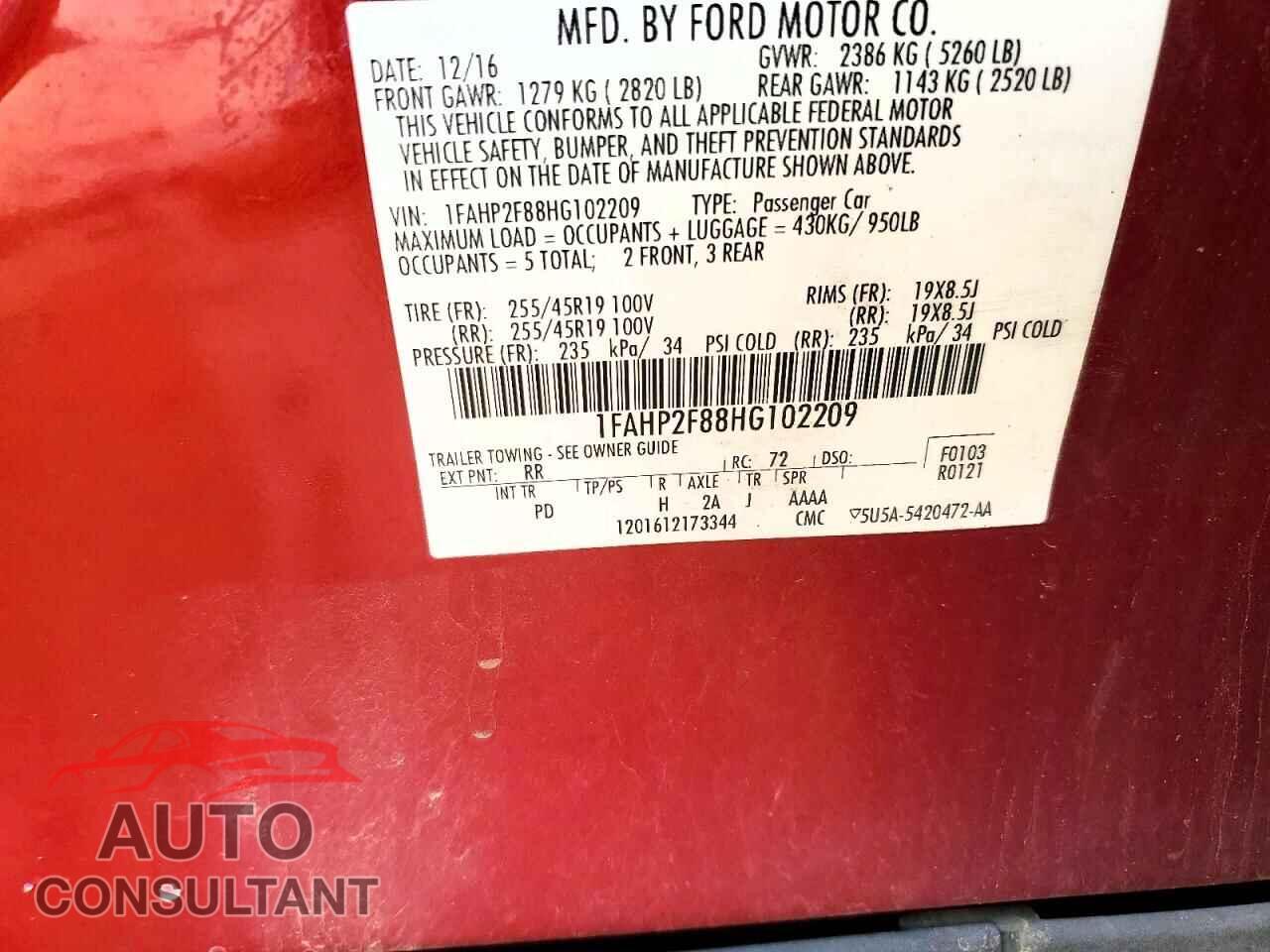 FORD TAURUS 2017 - 1FAHP2F88HG102209