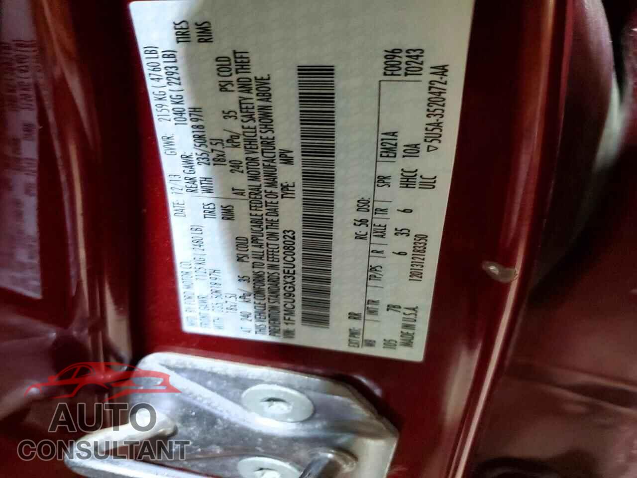 FORD ESCAPE 2014 - 1FMCU9GX3EUC08023