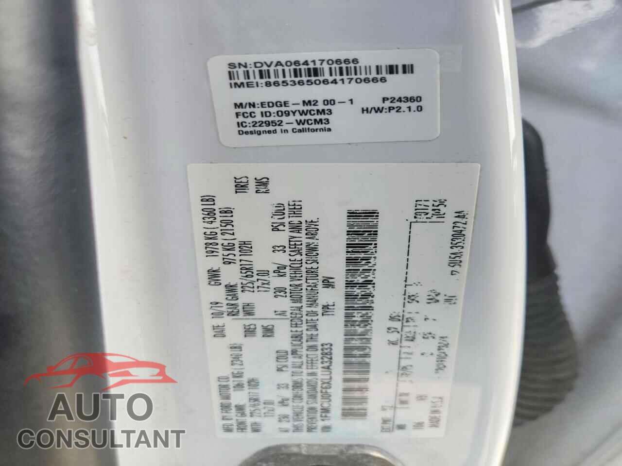 FORD ESCAPE 2020 - 1FMCU0F6XLUA32833