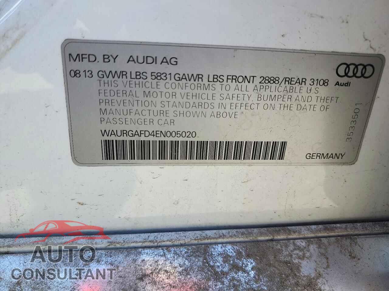 AUDI A8 2014 - WAURGAFD4EN005020