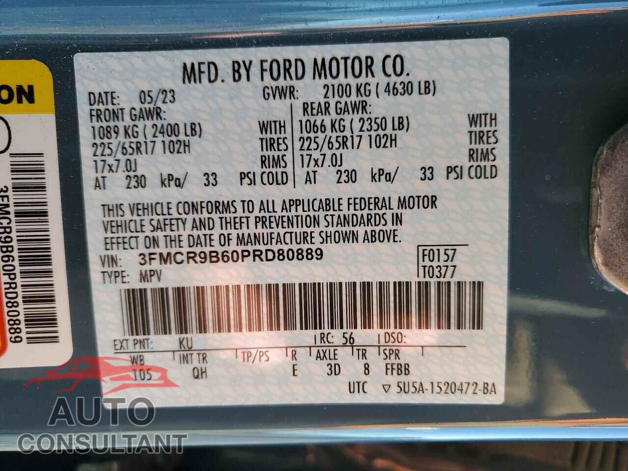 FORD BRONCO 2023 - 3FMCR9B60PRD80889