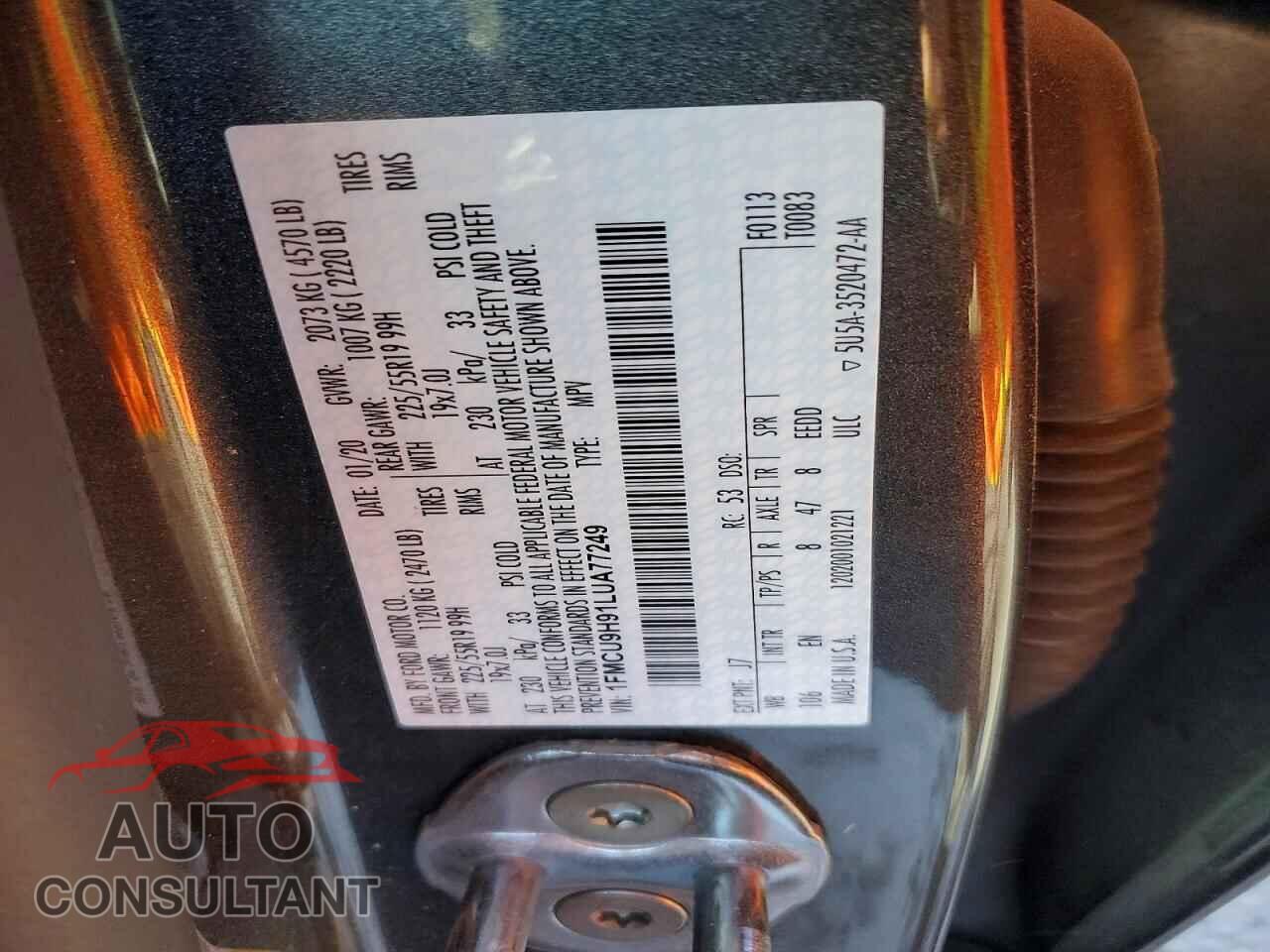 FORD ESCAPE 2020 - 1FMCU9H91LUA77249