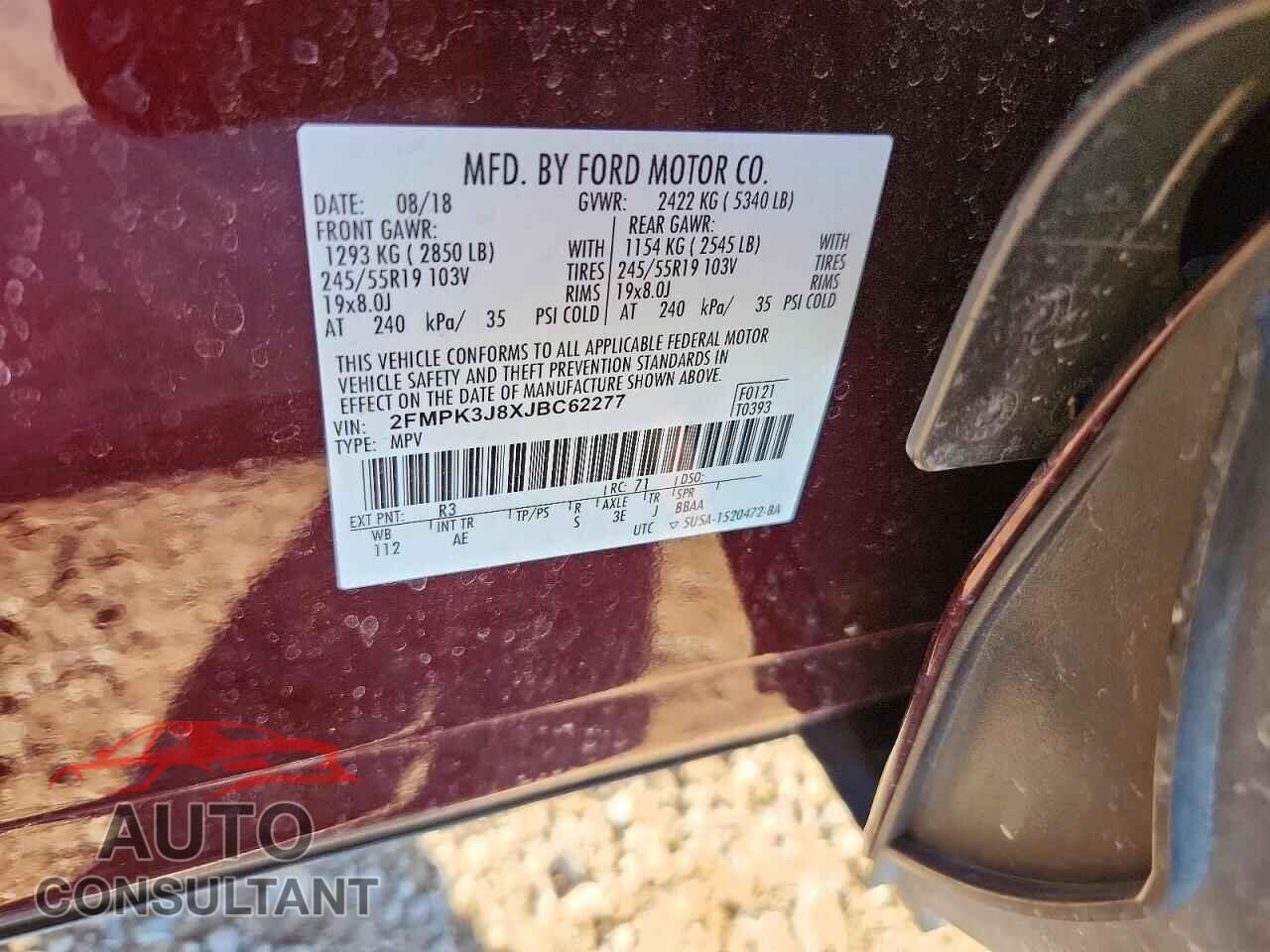 FORD EDGE 2018 - 2FMPK3J8XJBC62277