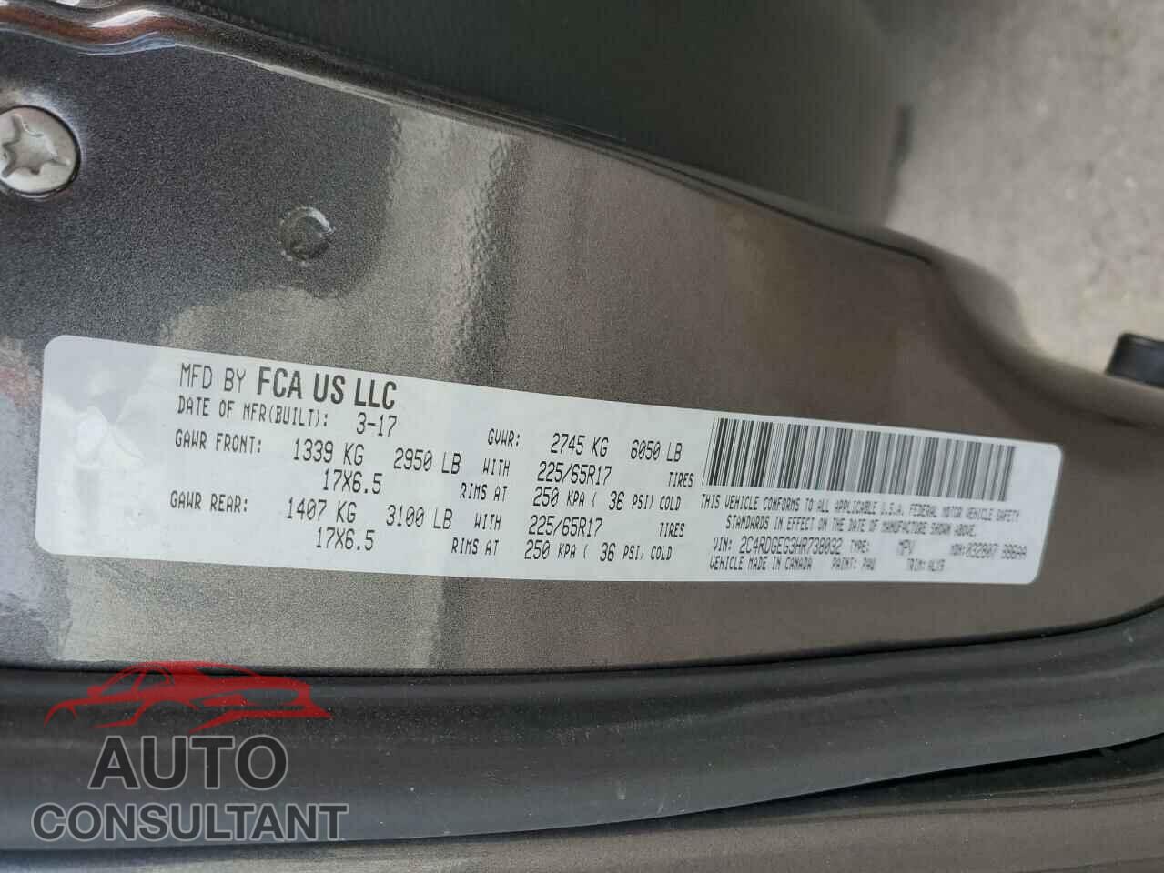 DODGE CARAVAN 2017 - 2C4RDGEG3HR738032