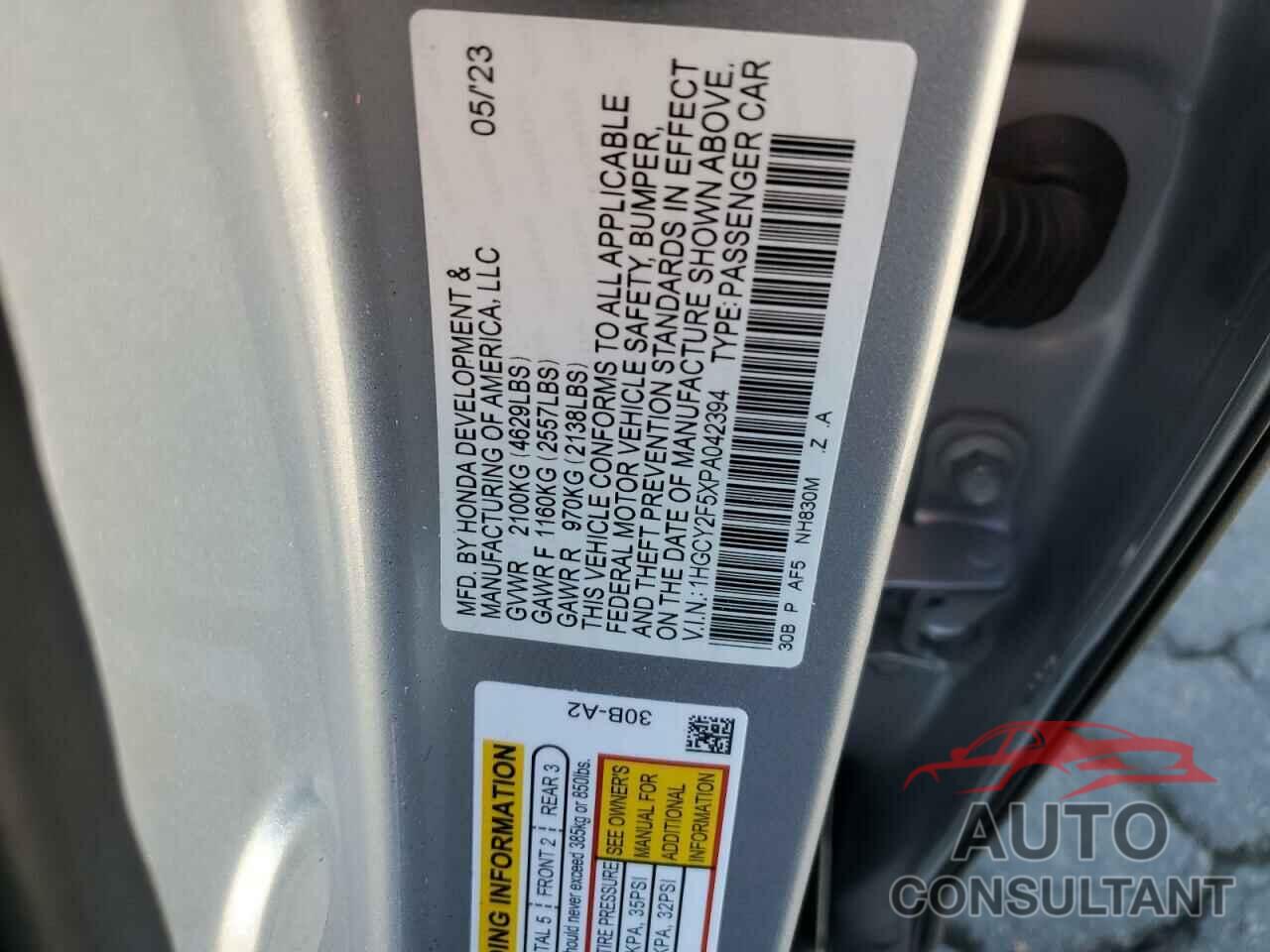 HONDA ACCORD 2023 - 1HGCY2F5XPA042394