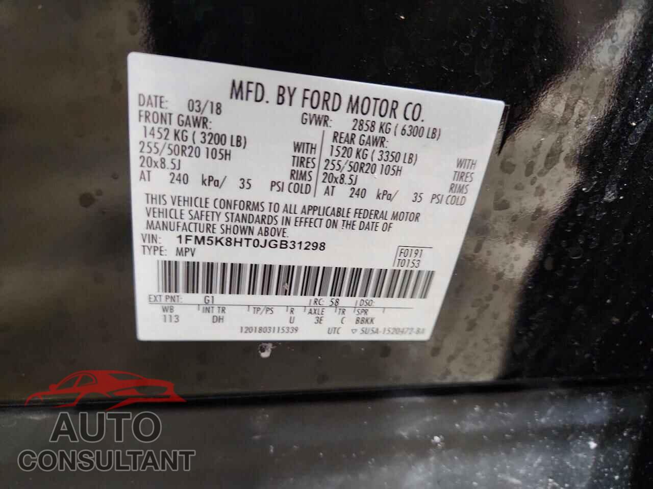 FORD EXPLORER 2018 - 1FM5K8HT0JGB31298