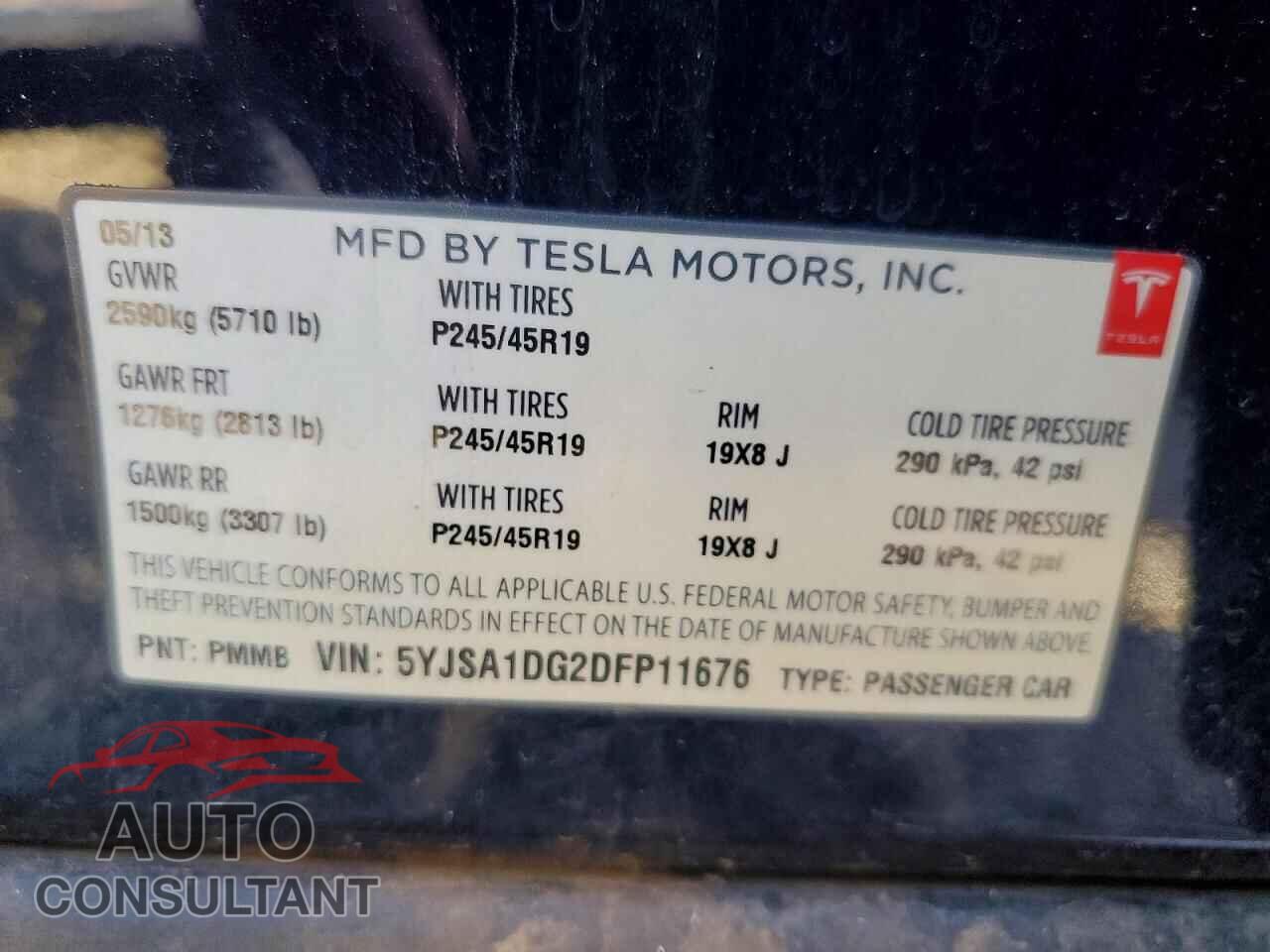 TESLA MODEL S 2013 - 5YJSA1DG2DFP11676