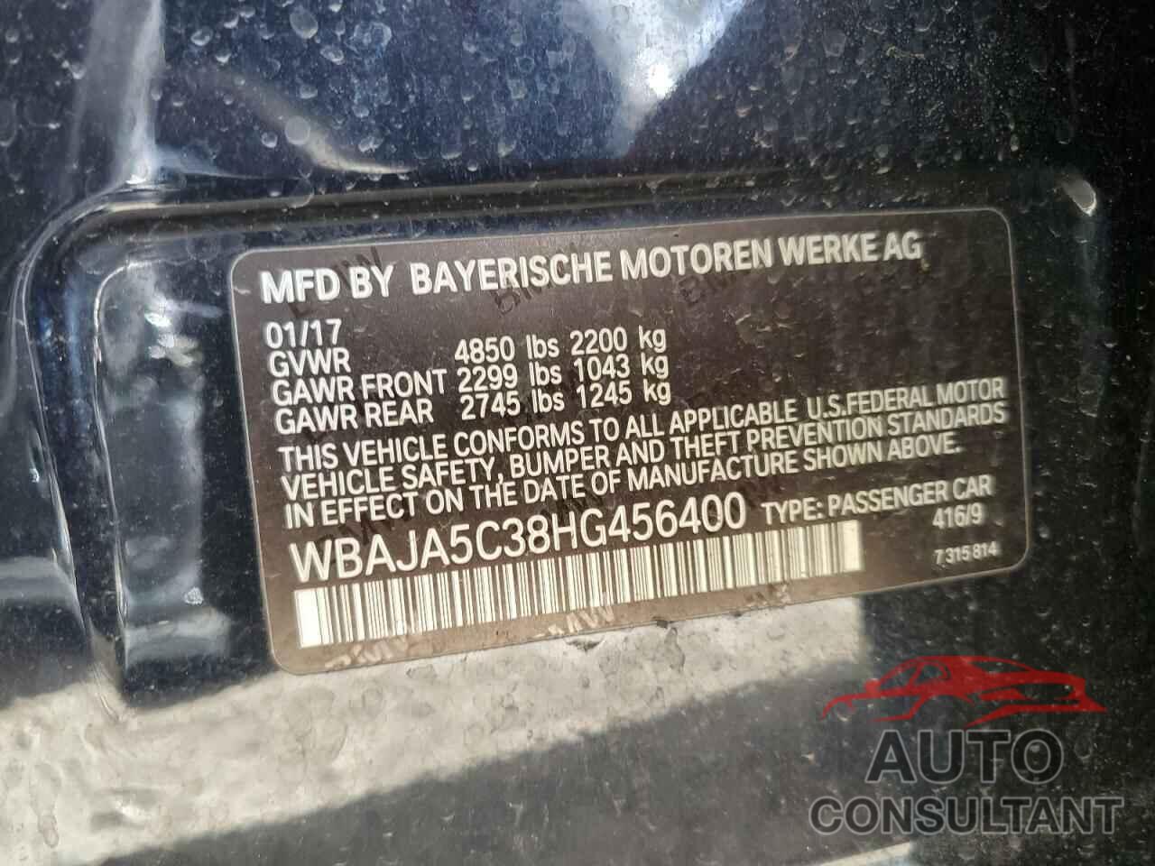 BMW 5 SERIES 2017 - WBAJA5C38HG456400