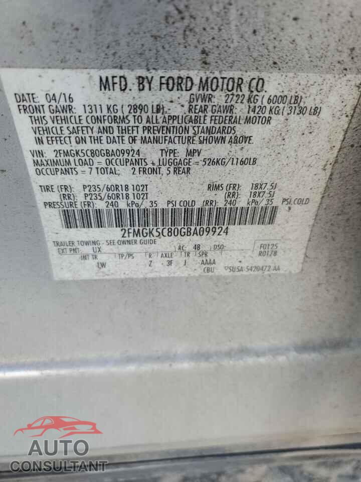 FORD FLEX 2016 - 2FMGK5C80GBA09924