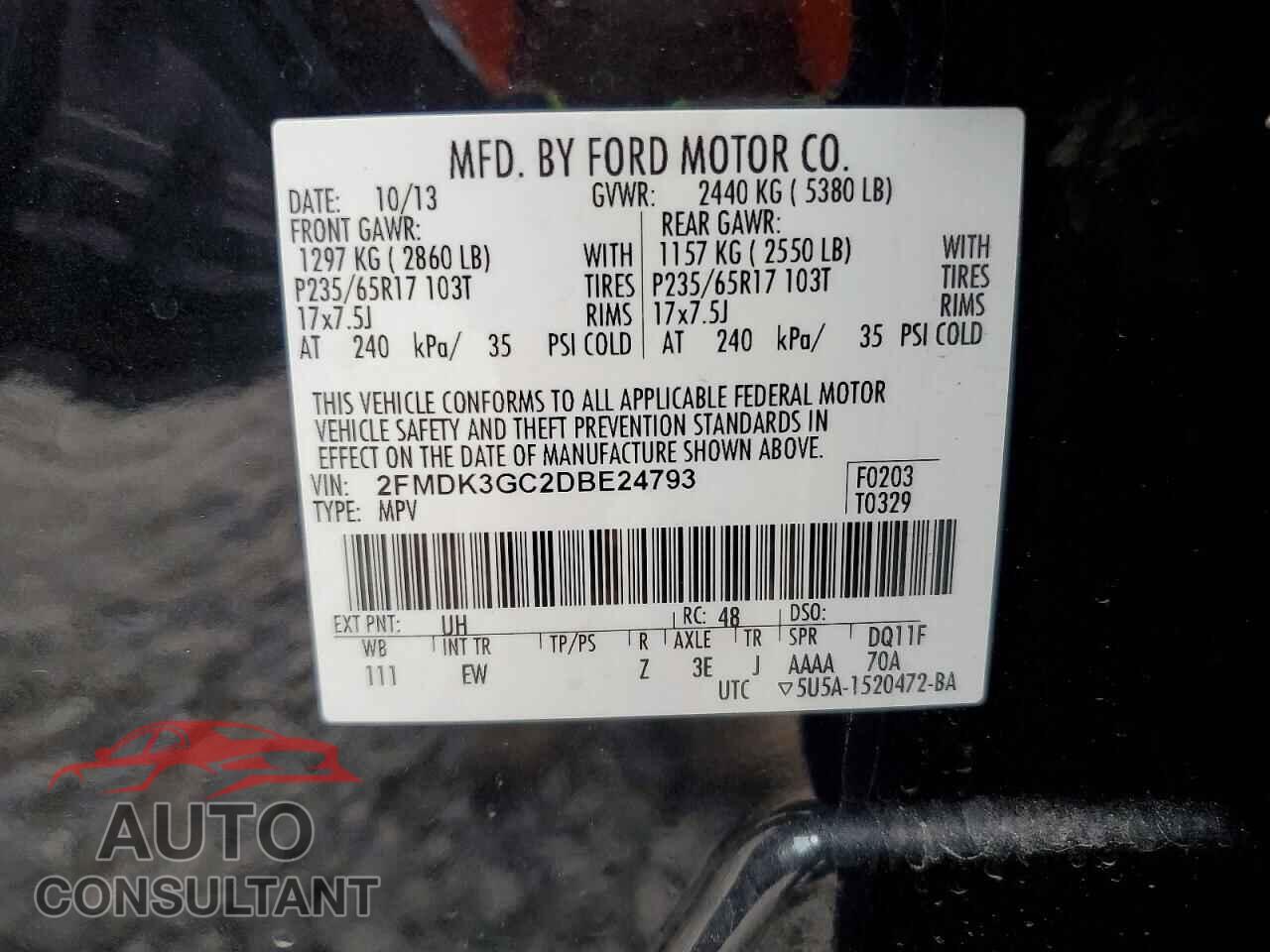 FORD EDGE 2013 - 2FMDK3GC2DBE24793