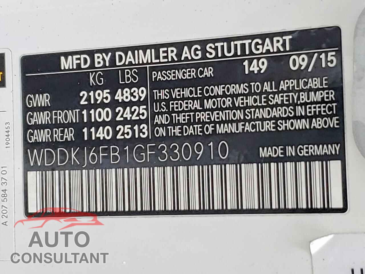 MERCEDES-BENZ E-CLASS 2016 - WDDKJ6FB1GF330910