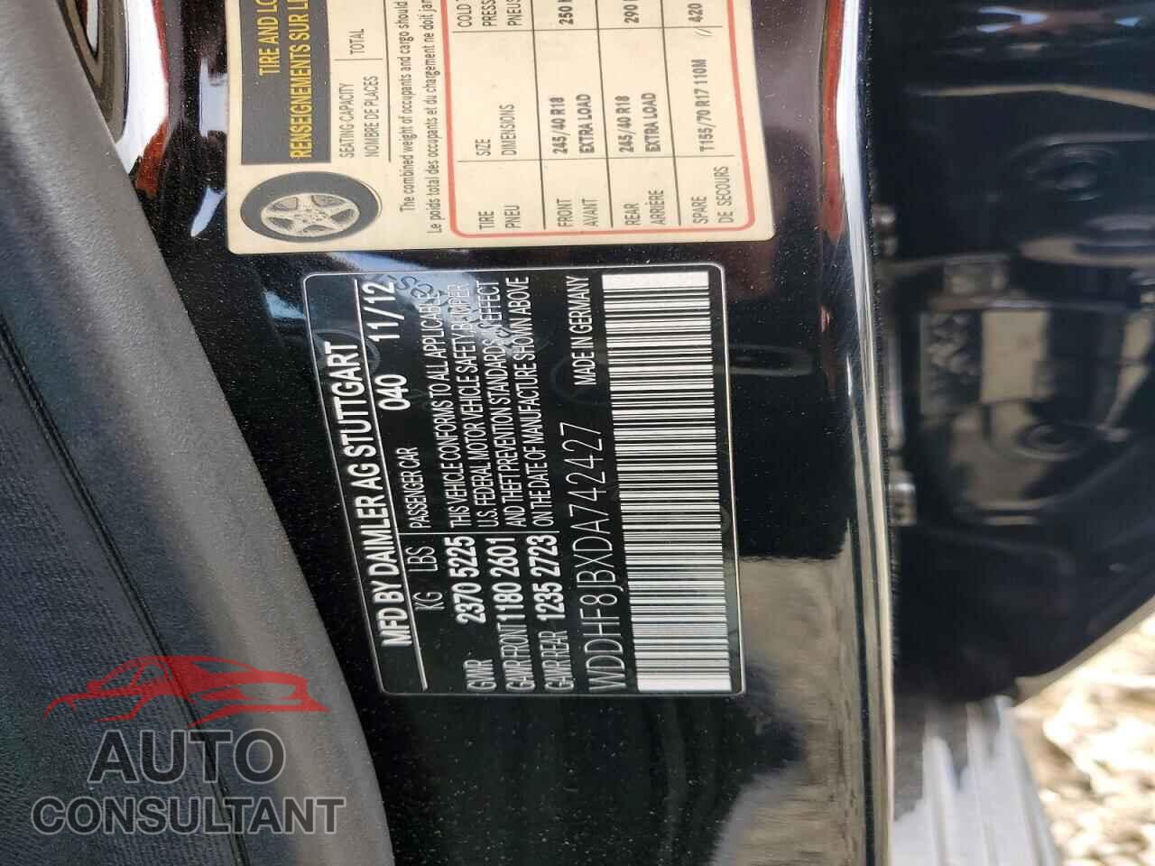 MERCEDES-BENZ E-CLASS 2013 - WDDHF8JBXDA742427