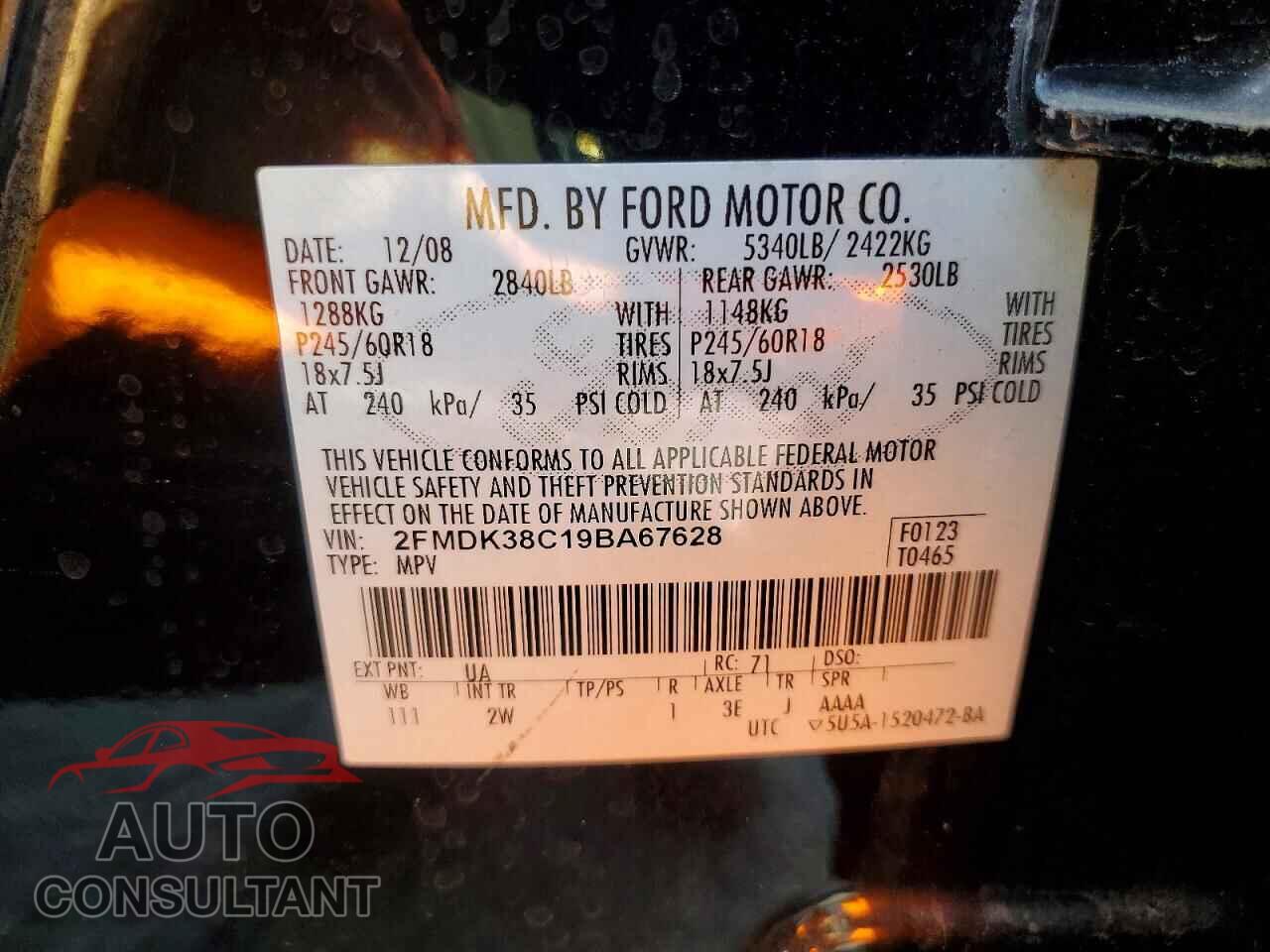 FORD EDGE 2009 - 2FMDK38C19BA67628