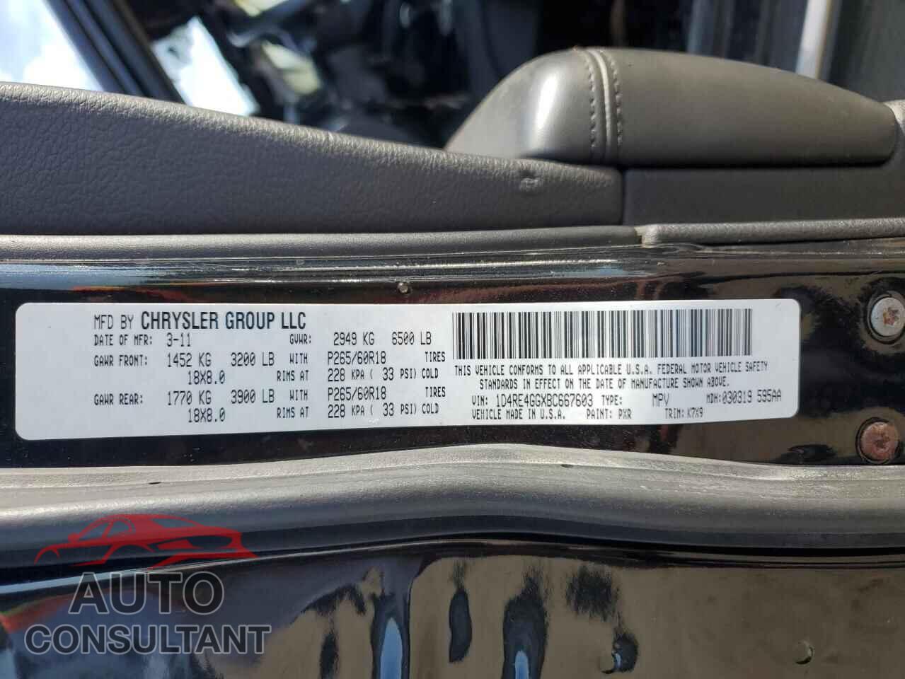 DODGE DURANGO 2011 - 1D4RE4GGXBC667603