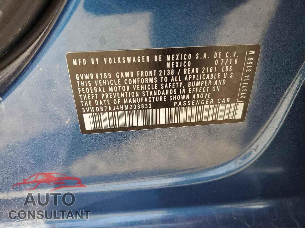VOLKSWAGEN JETTA 2017 - 3VWDB7AJ4HM203832