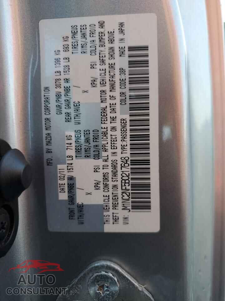 MAZDA MX5 2011 - JM1NC2NF5B0217648