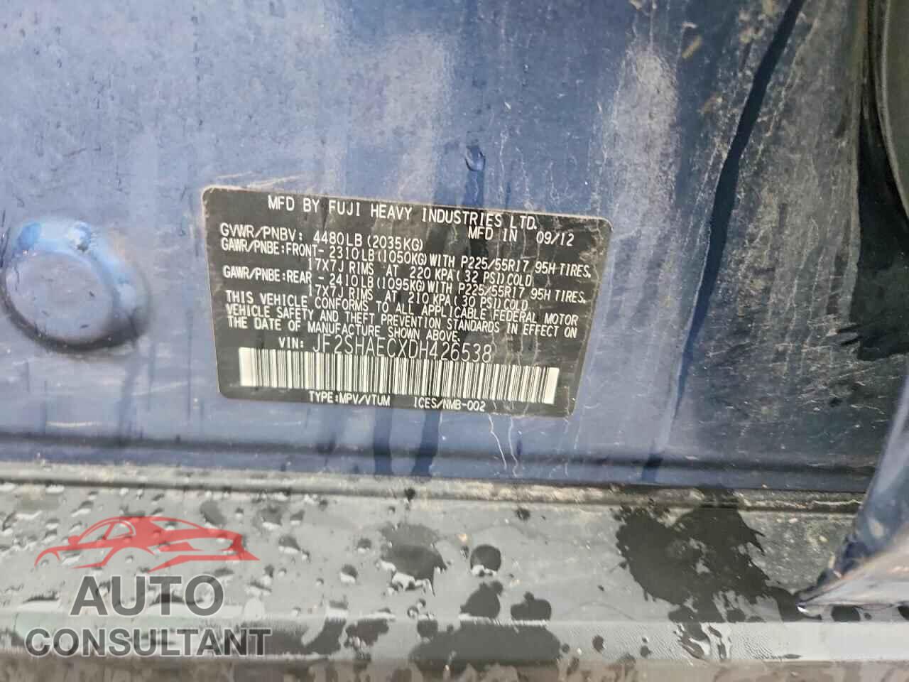 SUBARU FORESTER 2013 - JF2SHAECXDH426538