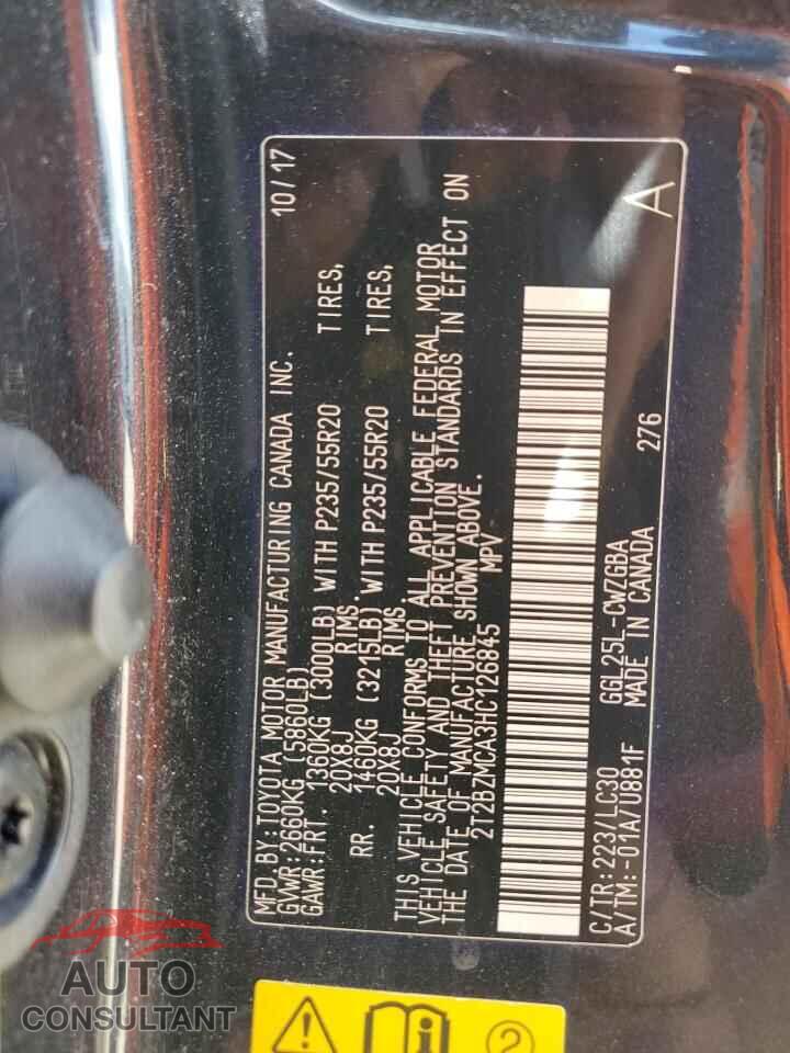 LEXUS RX350 2017 - 2T2BZMCA3HC126845
