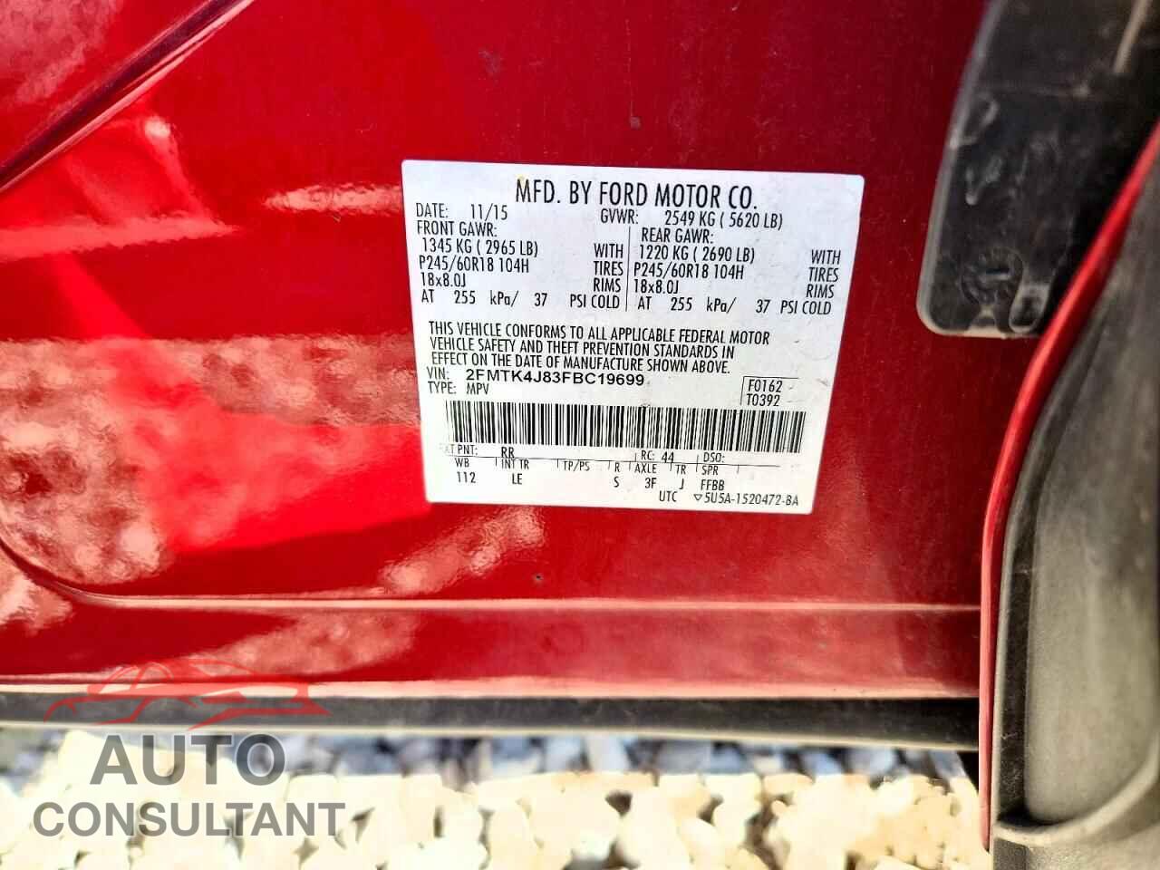 FORD EDGE 2015 - 2FMTK4J83FBC19699