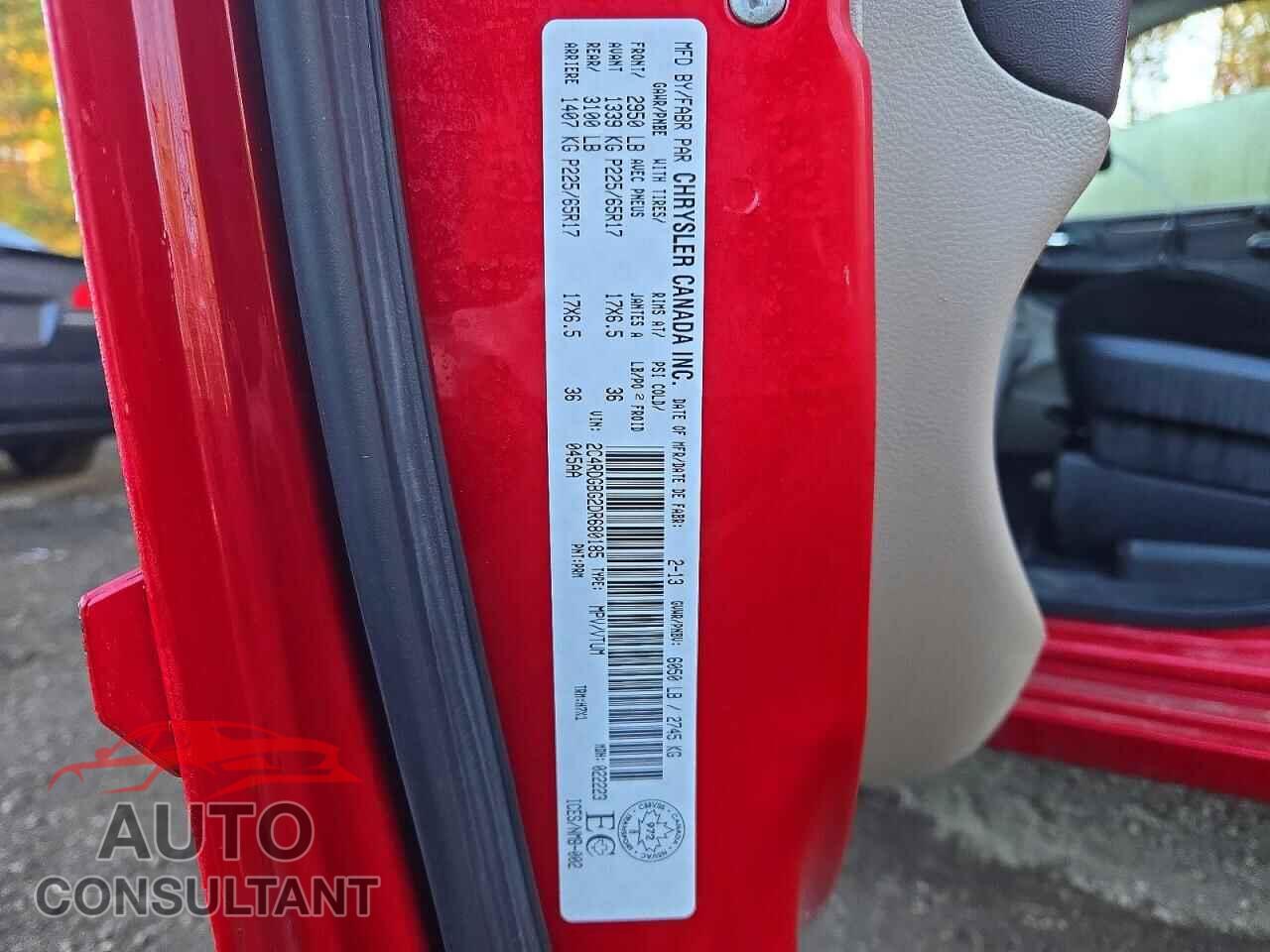 DODGE CARAVAN 2013 - 2C4RDGBG2DR680185