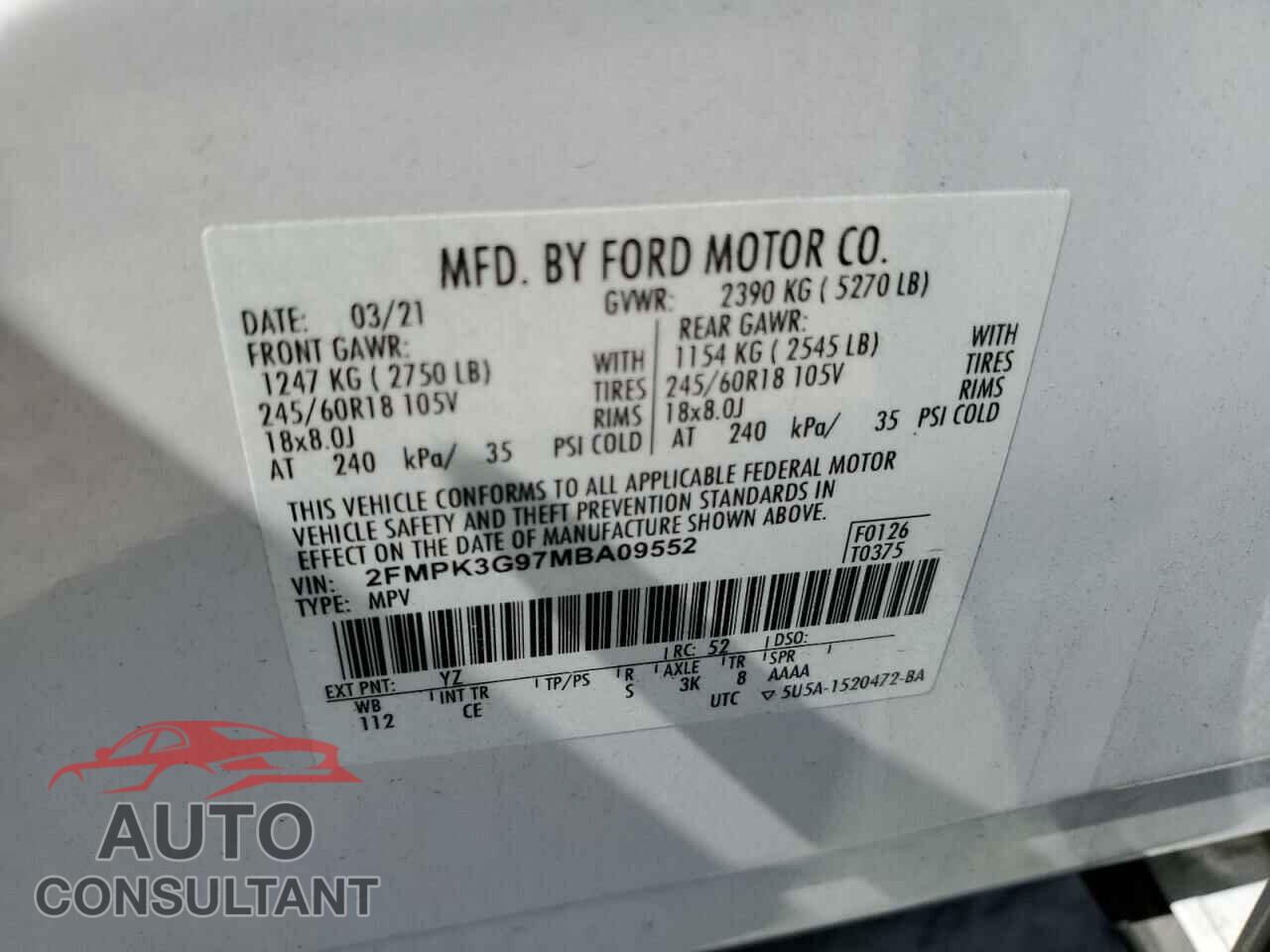 FORD EDGE 2021 - 2FMPK3G97MBA09552