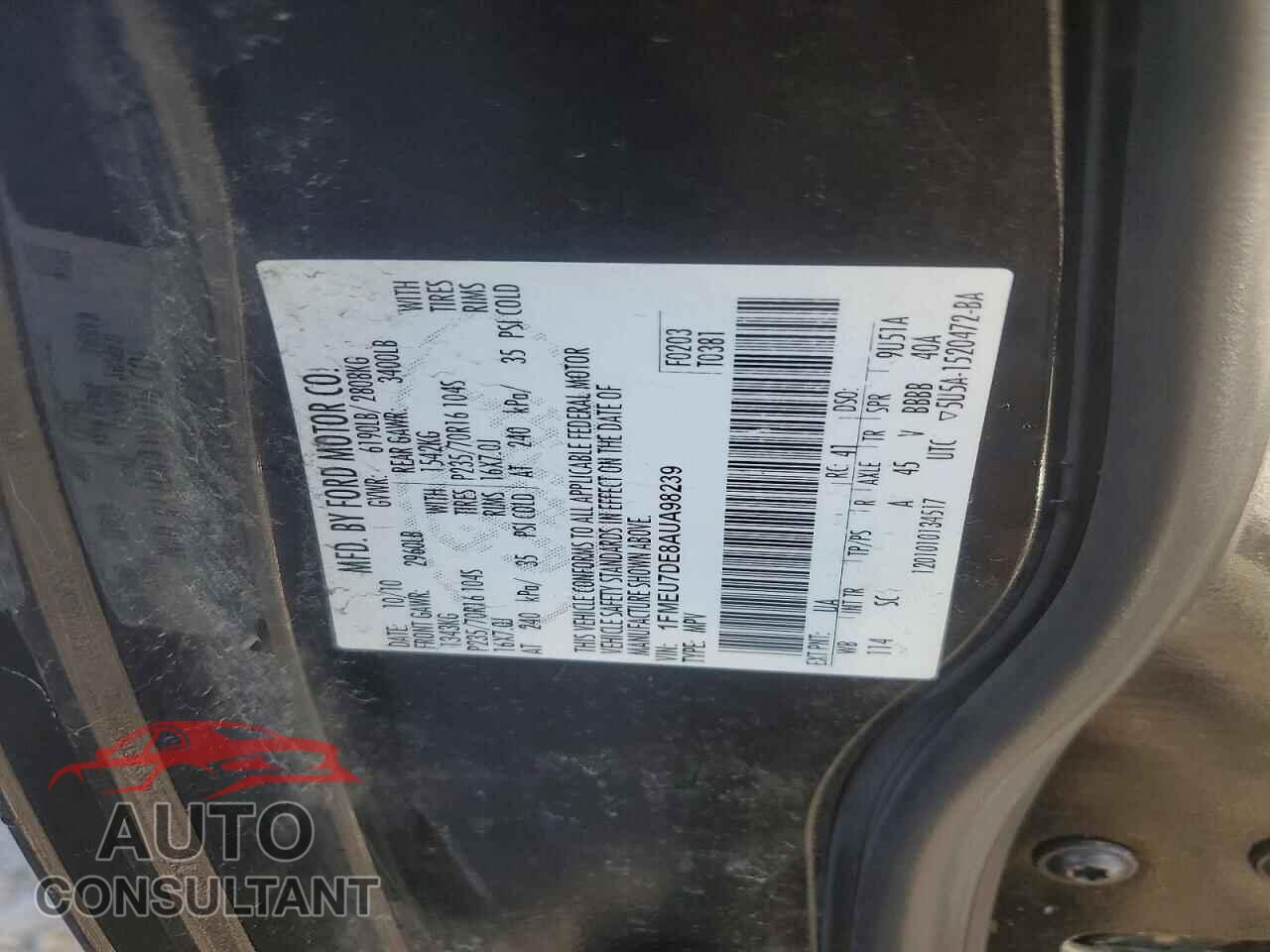 FORD EXPLORER 2010 - 1FMEU7DE8AUA98239