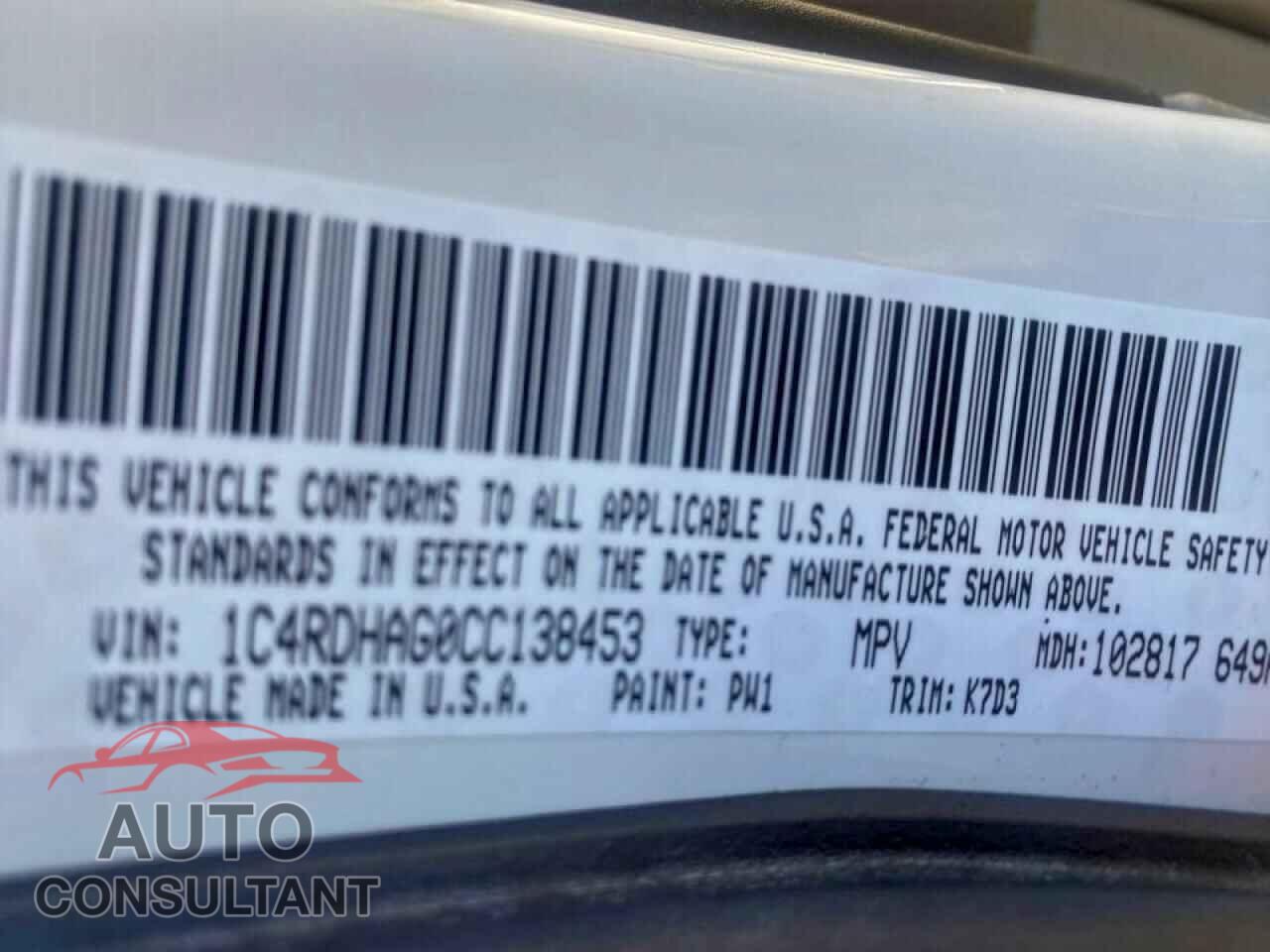 DODGE DURANGO 2012 - 1C4RDHAG0CC138453