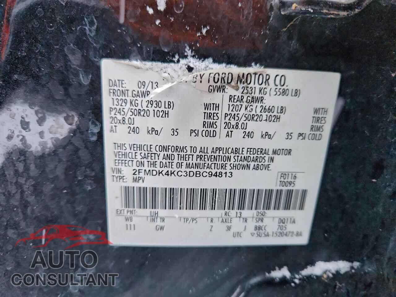 FORD EDGE 2013 - 2FMDK4KC3DBC94813