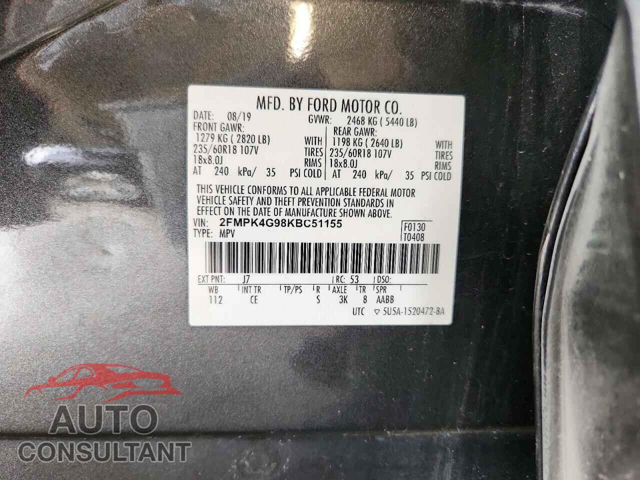 FORD EDGE 2019 - 2FMPK4G98KBC51155
