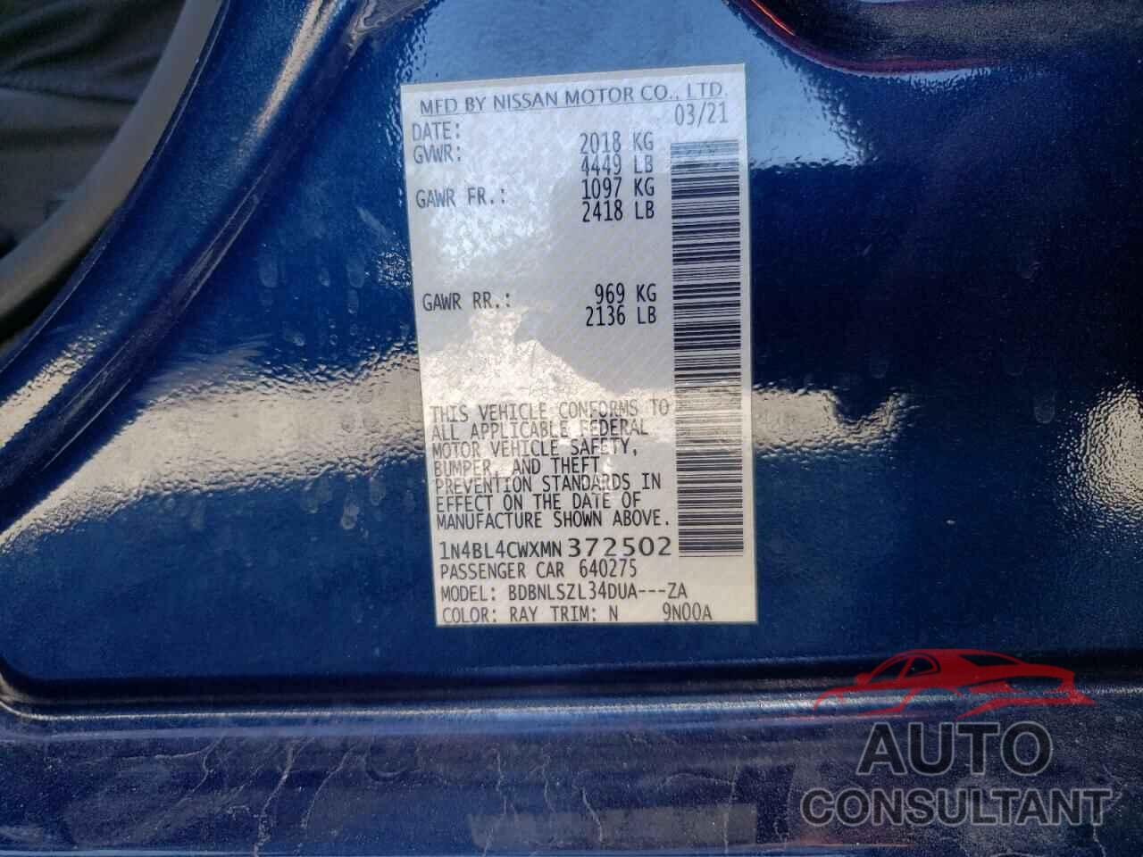 NISSAN ALTIMA 2021 - 1N4BL4CWXMN372502