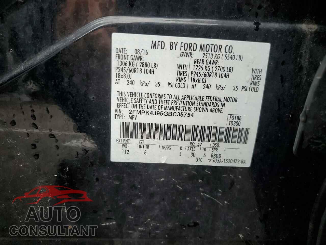 FORD EDGE 2016 - 2FMPK4J95GBC35754