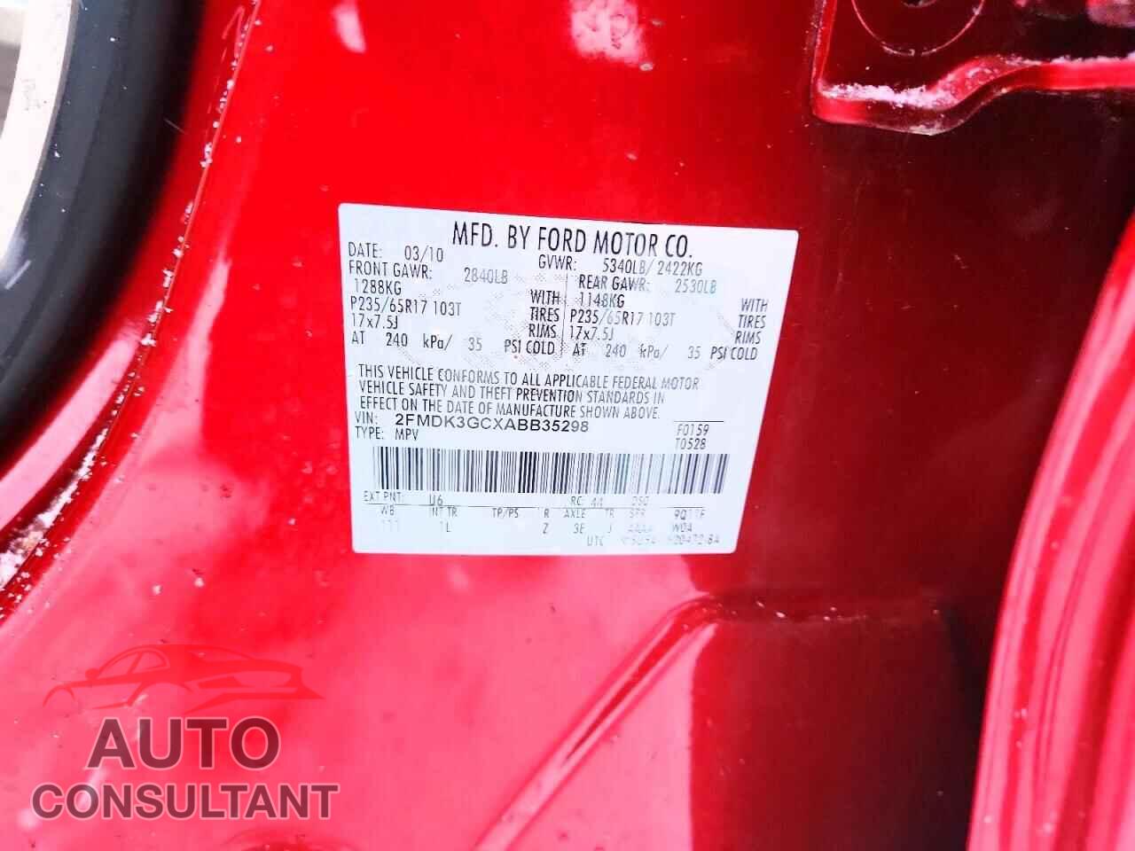 FORD EDGE 2010 - 2FMDK3GCXABB35298