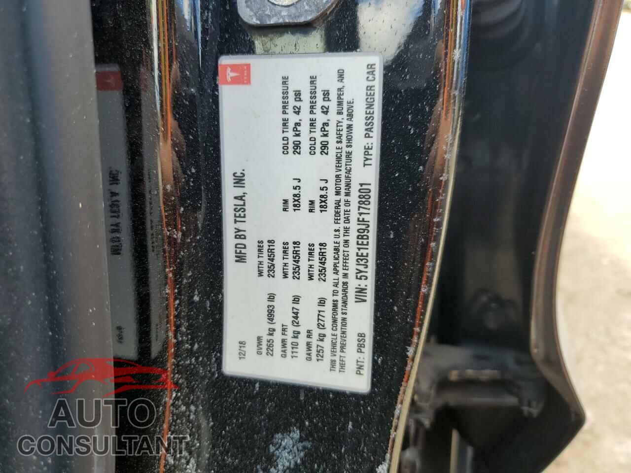 TESLA MODEL 3 2018 - 5YJ3E1EB9JF178801
