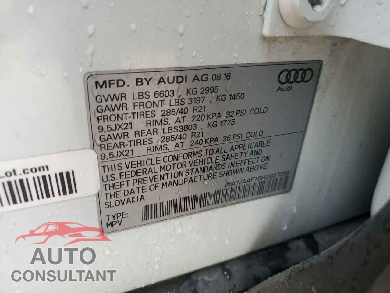 AUDI Q7 2017 - WA1VAAF76HD027358