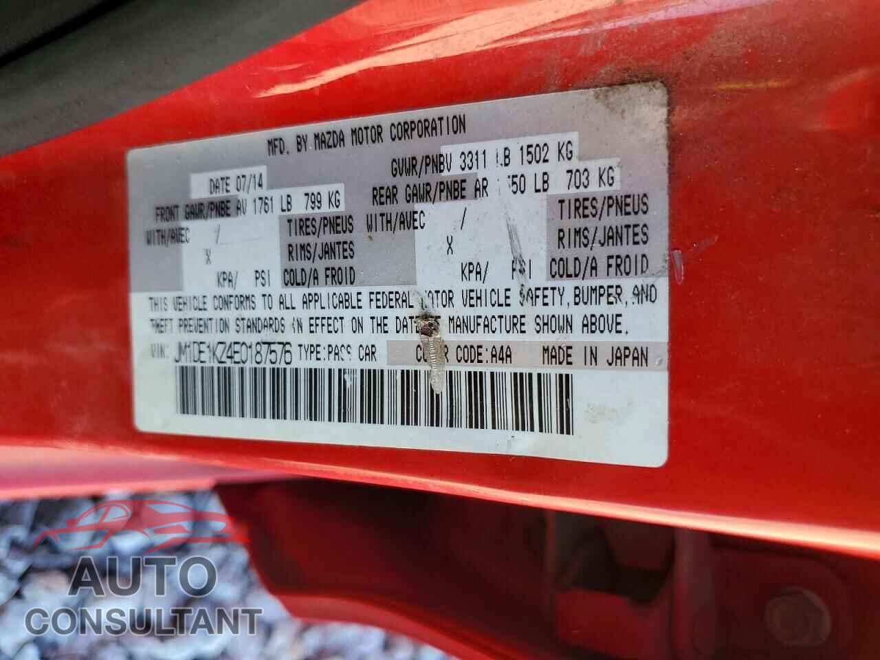 MAZDA 2 2014 - JM1DE1KZ4E0187576