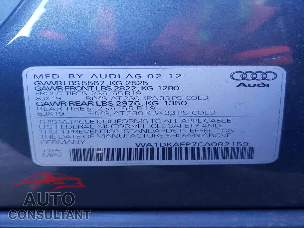 AUDI Q5 2012 - WA1DKAFP7CA082159