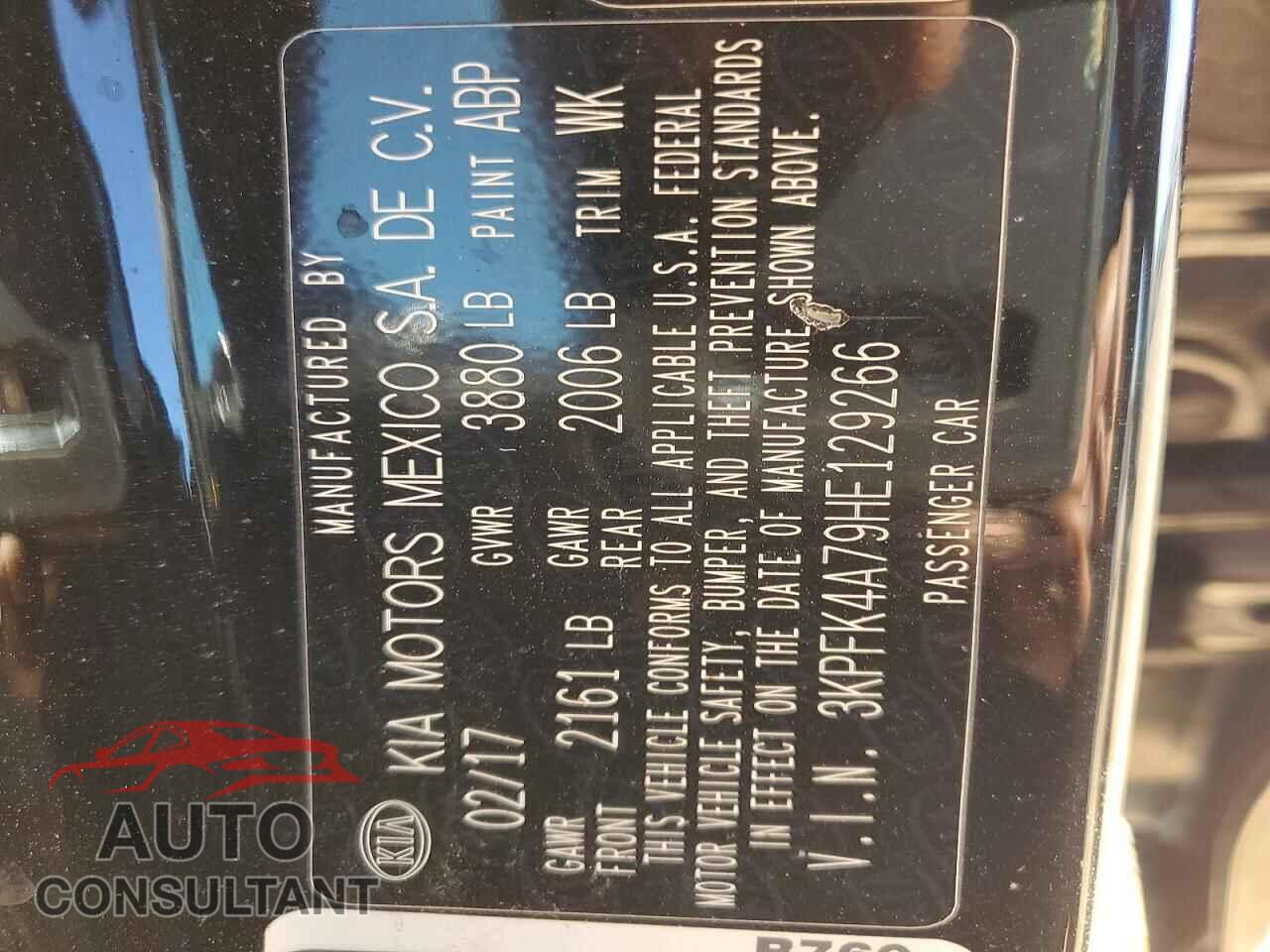 KIA FORTE 2017 - 3KPFK4A79HE129266