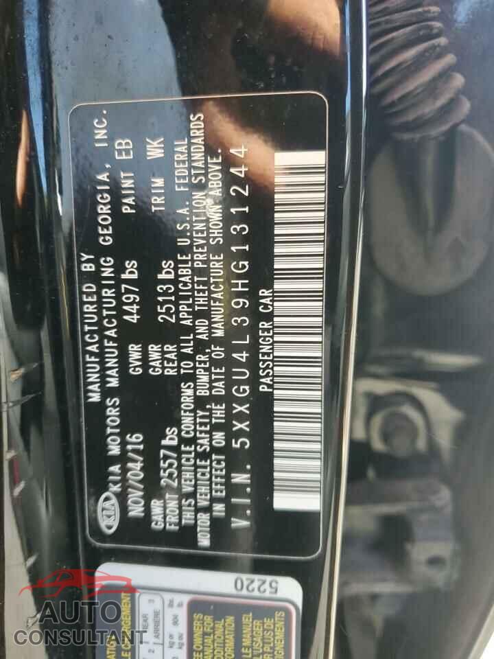 KIA OPTIMA 2017 - 5XXGU4L39HG131244