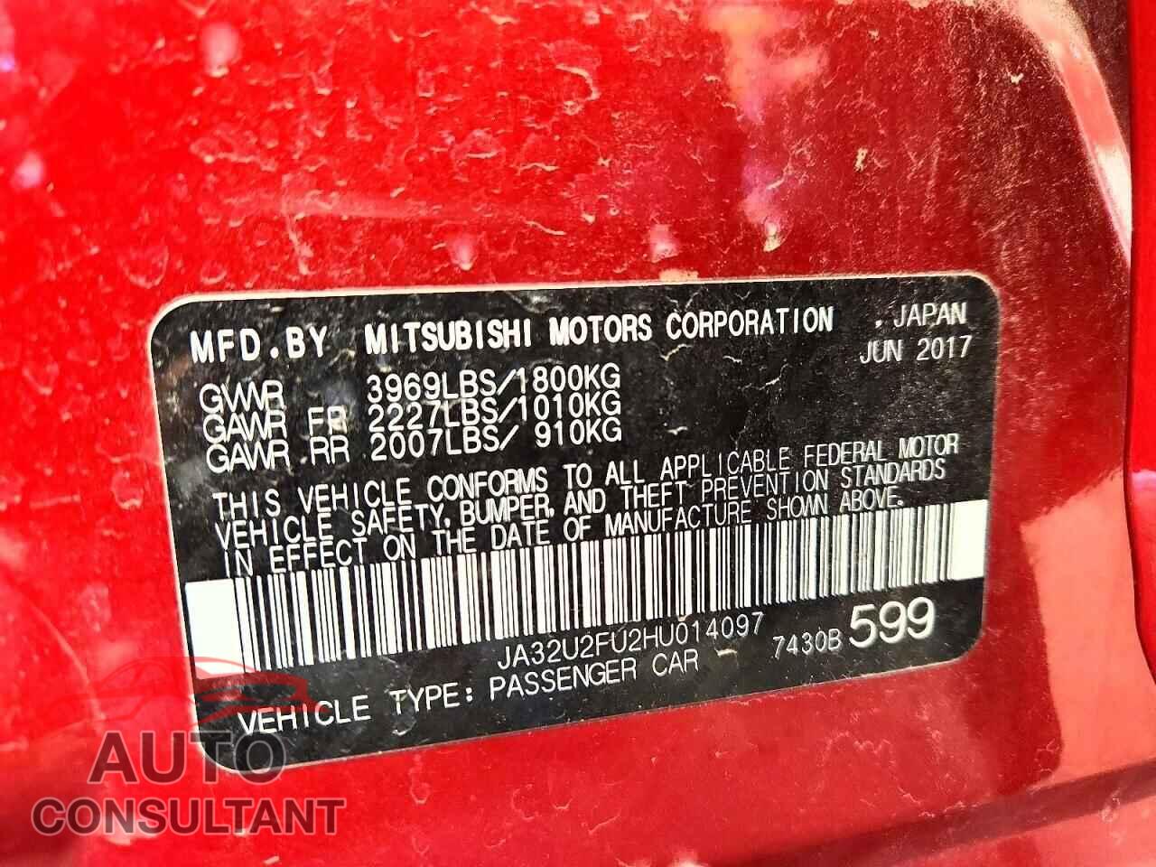 MITSUBISHI LANCER 2017 - JA32U2FU2HU014097