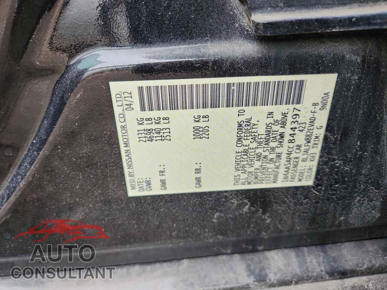 NISSAN MAXIMA 2012 - 1N4AA5AP4CC844397