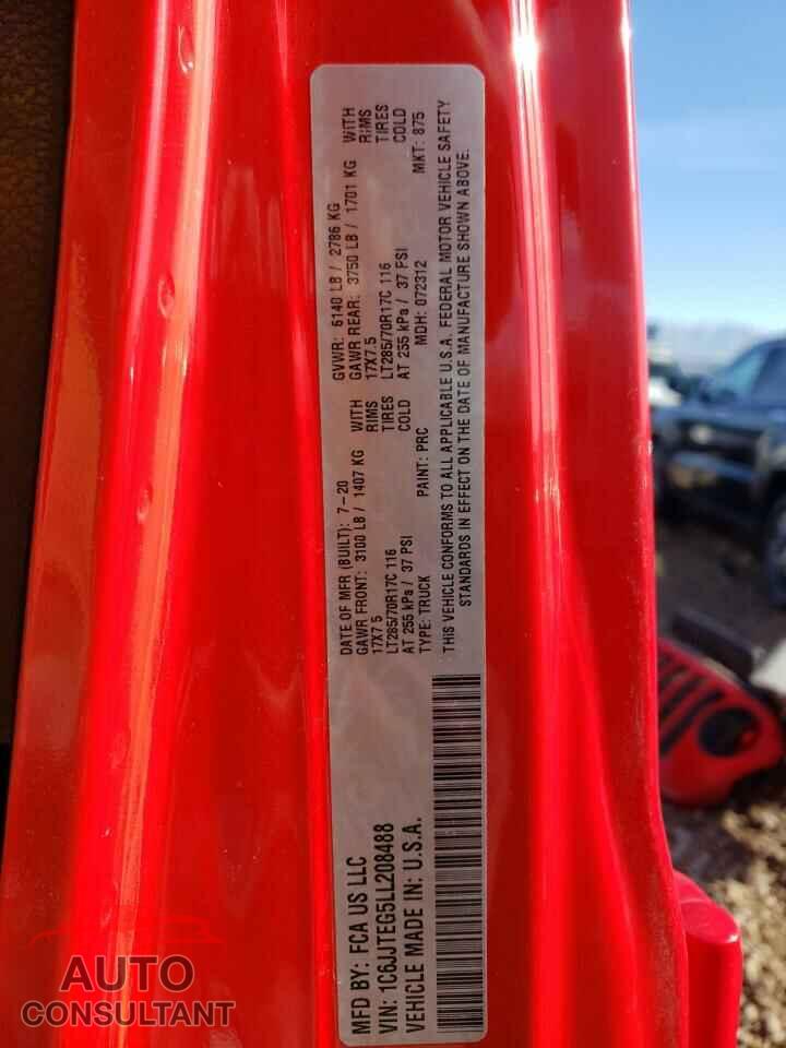JEEP GLADIATOR 2020 - 1C6JJTEG5LL208488