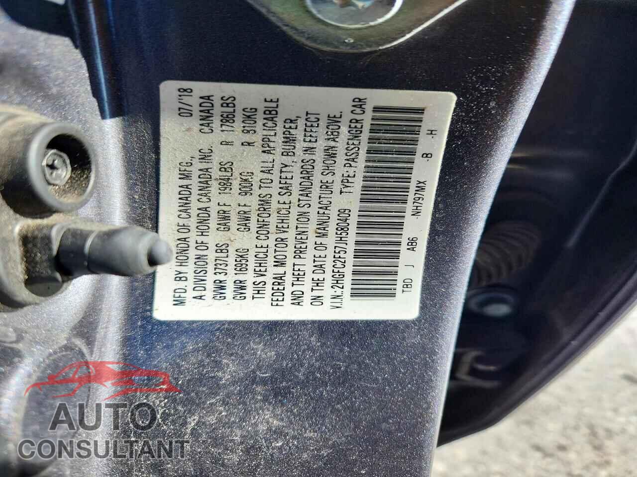 HONDA CIVIC 2018 - 2HGFC2F57JH580409