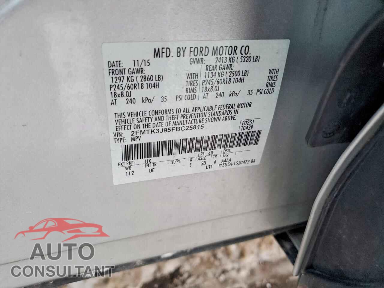 FORD EDGE 2015 - 2FMTK3J95FBC25815