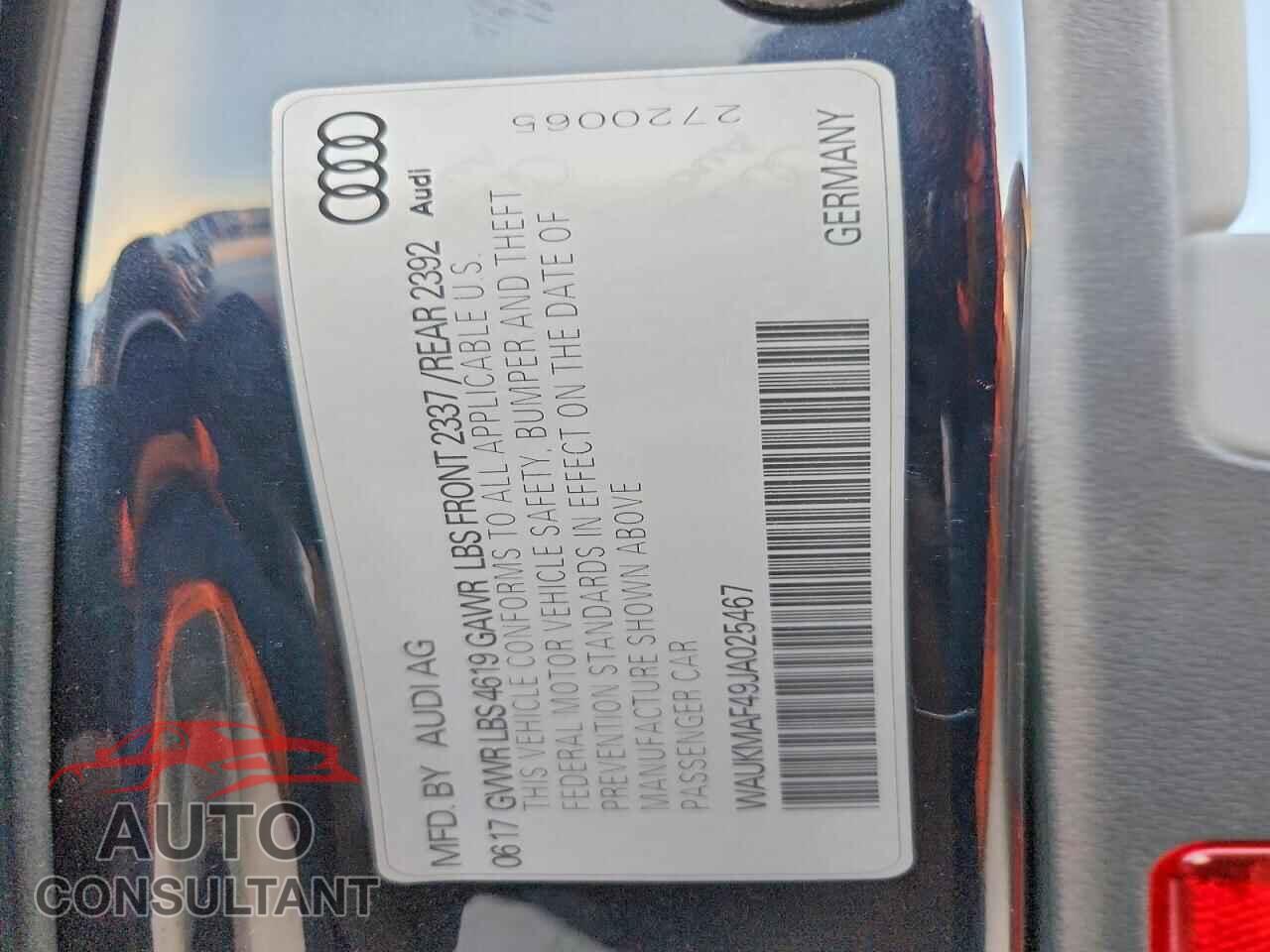 AUDI A4 2018 - WAUKMAF49JA025467