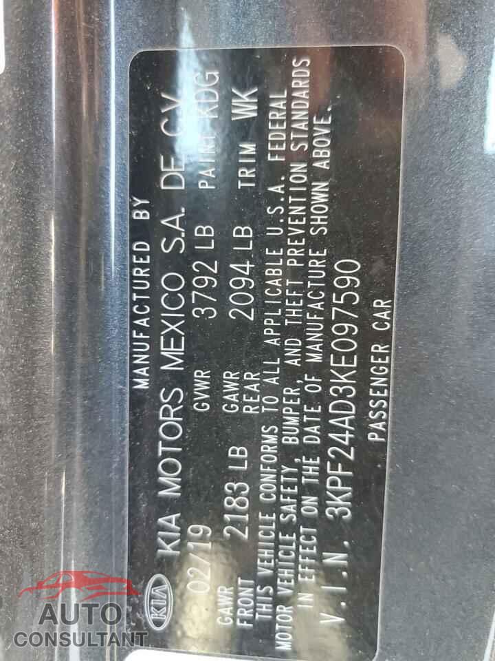 KIA FORTE 2019 - 3KPF24AD3KE097590