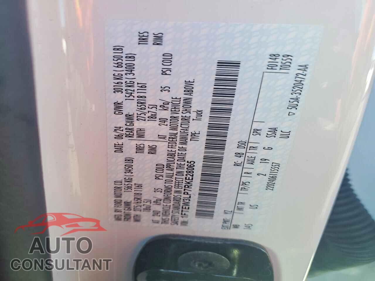 FORD All Models 2024 - 1FTEW3LP7RKE28065