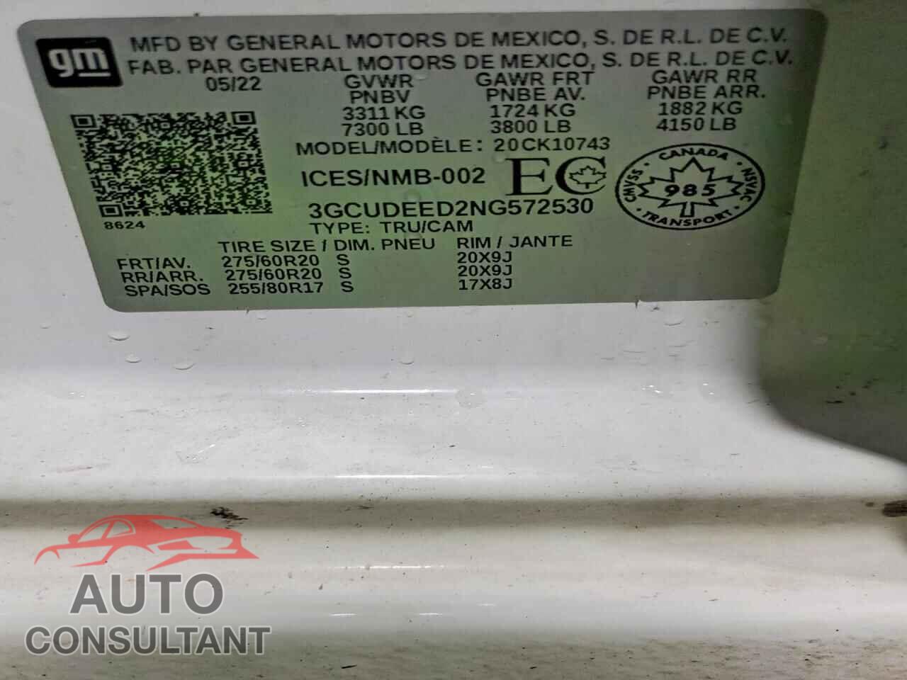CHEVROLET SILVERADO 2022 - 3GCUDEED2NG572530